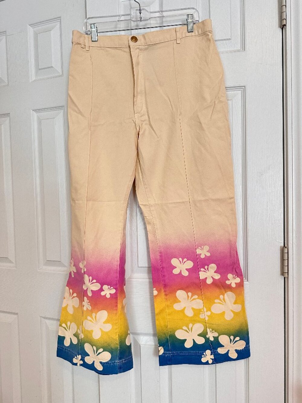 Big Bud Press Airbrushed Rainbow Butterfly Western Pants XL NWOT